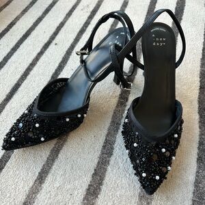 Target A New Day Black Beaded Heels
